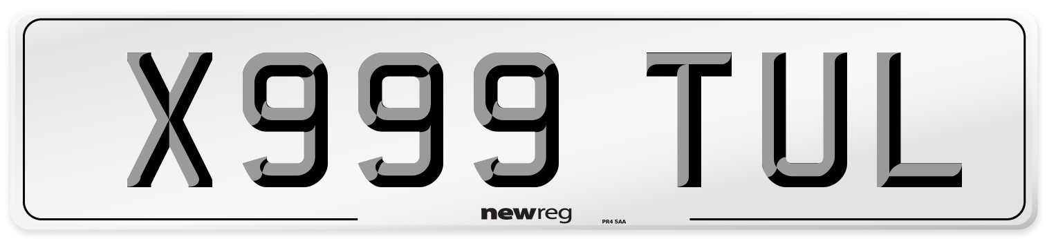 X999 TUL Number Plate from New Reg